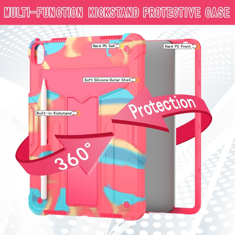 For iPad Air 11 2025 / 2024 T Holder Robot Silicone Hybrid PC Tablet Case(Camouflage Rose Red) - iPad Air 11 2025 / 2024 Cases by buy2fix | Online Shopping UK | buy2fix