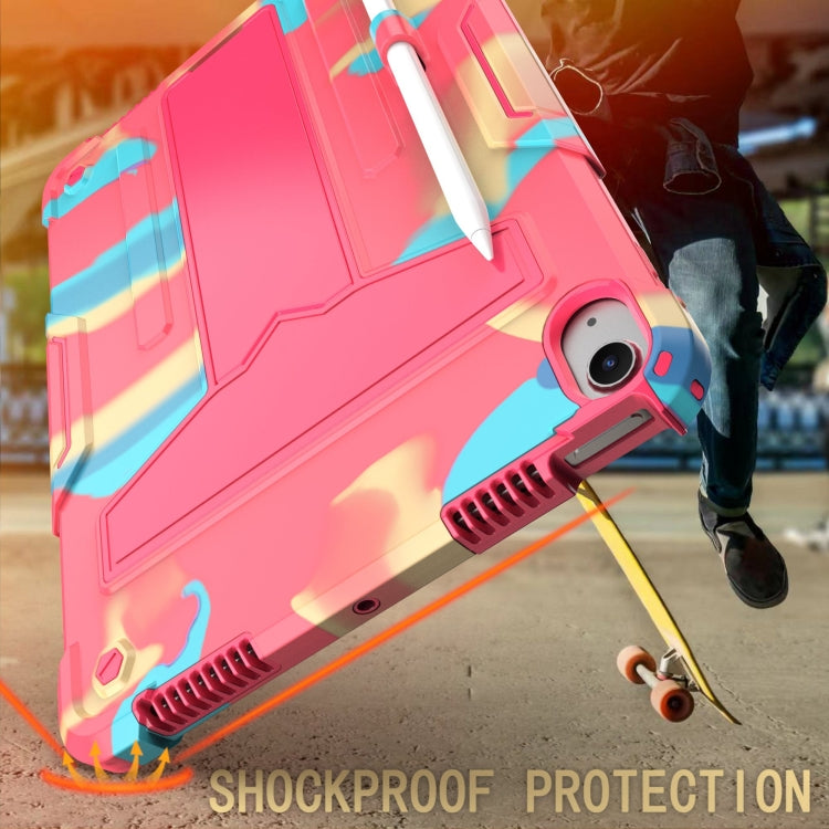 For iPad Air 11 2025 / 2024 T Holder Robot Silicone Hybrid PC Tablet Case(Camouflage Rose Red) - iPad Air 11 2025 / 2024 Cases by buy2fix | Online Shopping UK | buy2fix