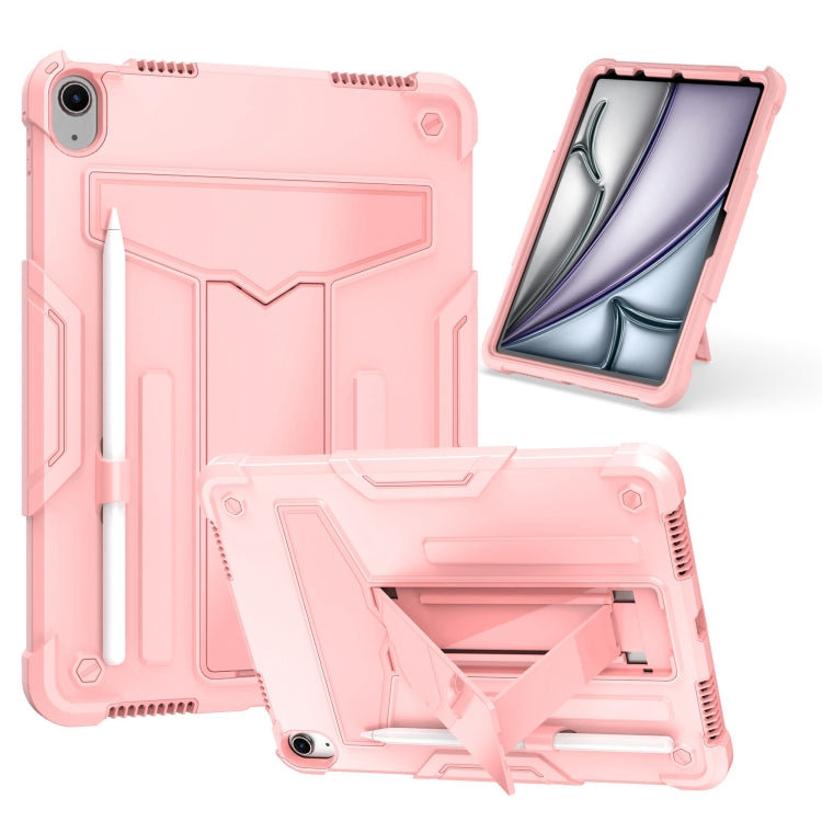 For iPad Air 11 2025 / 2024 T Holder Robot Silicone Hybrid PC Tablet Case(Rose Gold) - iPad Air 11 2025 / 2024 Cases by buy2fix | Online Shopping UK | buy2fix