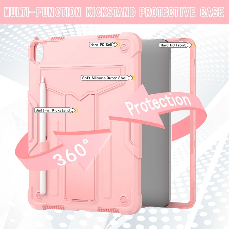 For iPad Air 11 2025 / 2024 T Holder Robot Silicone Hybrid PC Tablet Case(Rose Gold) - iPad Air 11 2025 / 2024 Cases by buy2fix | Online Shopping UK | buy2fix