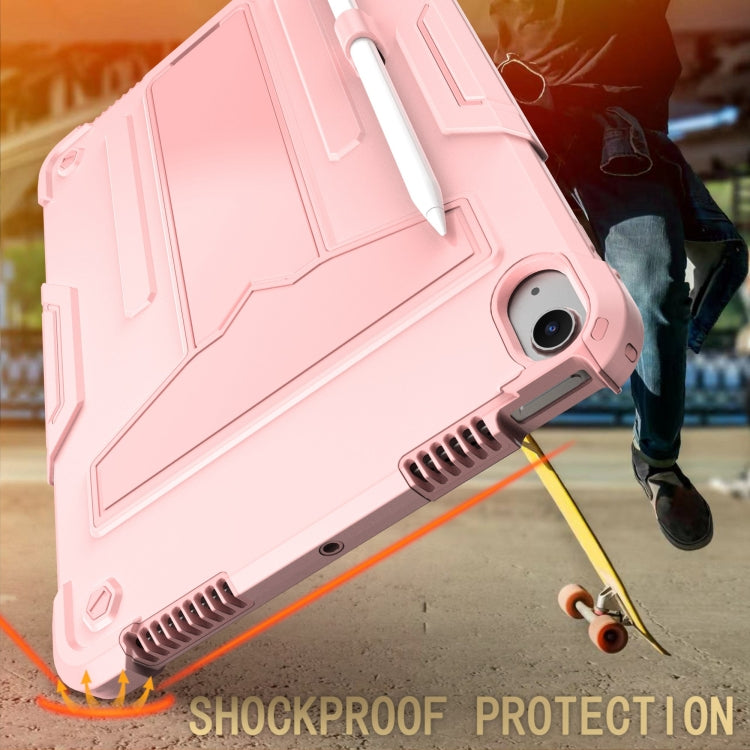 For iPad Air 11 2025 / 2024 T Holder Robot Silicone Hybrid PC Tablet Case(Rose Gold) - iPad Air 11 2025 / 2024 Cases by buy2fix | Online Shopping UK | buy2fix