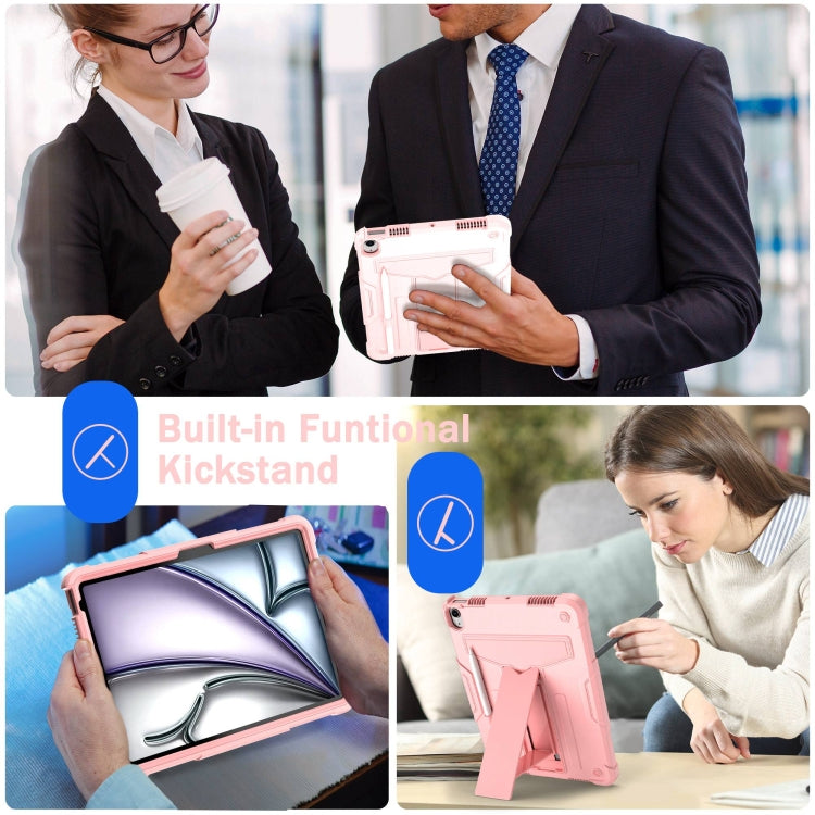 For iPad Air 11 2025 / 2024 T Holder Robot Silicone Hybrid PC Tablet Case(Rose Gold) - iPad Air 11 2025 / 2024 Cases by buy2fix | Online Shopping UK | buy2fix