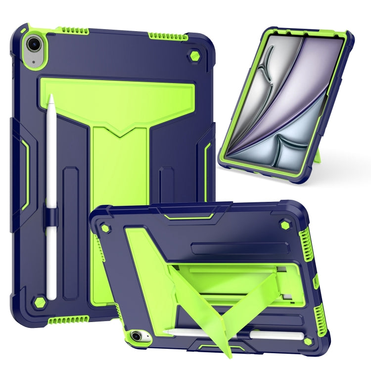 For iPad Air 11 2025 / 2024 T Holder Robot Silicone Hybrid PC Tablet Case(Navy Yellow Green) - iPad Air 11 2025 / 2024 Cases by buy2fix | Online Shopping UK | buy2fix