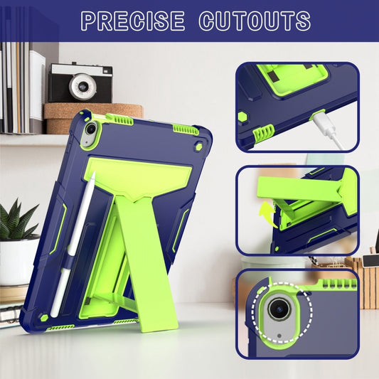 For iPad Air 11 2025 / 2024 T Holder Robot Silicone Hybrid PC Tablet Case(Navy Yellow Green) by buy2fix