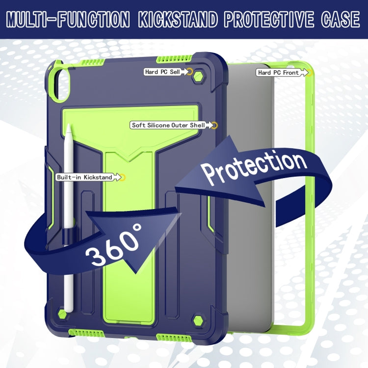 For iPad Air 11 2025 / 2024 T Holder Robot Silicone Hybrid PC Tablet Case(Navy Yellow Green) - iPad Air 11 2025 / 2024 Cases by buy2fix | Online Shopping UK | buy2fix