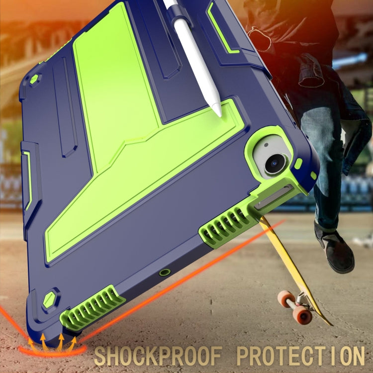 For iPad Air 11 2025 / 2024 T Holder Robot Silicone Hybrid PC Tablet Case(Navy Yellow Green) - iPad Air 11 2025 / 2024 Cases by buy2fix | Online Shopping UK | buy2fix