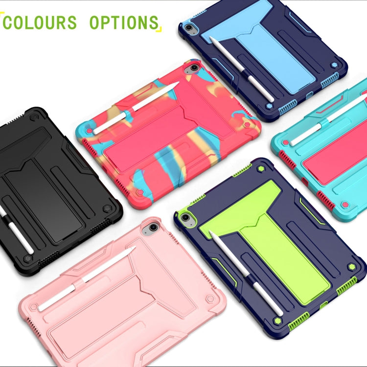 For iPad Air 11 2025 / 2024 T Holder Robot Silicone Hybrid PC Tablet Case(Navy Yellow Green) - iPad Air 11 2025 / 2024 Cases by buy2fix | Online Shopping UK | buy2fix