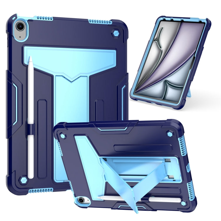 For iPad Air 11 2025 / 2024 T Holder Robot Silicone Hybrid PC Tablet Case(Navy Blue Blue) - iPad Air 11 2025 / 2024 Cases by buy2fix | Online Shopping UK | buy2fix