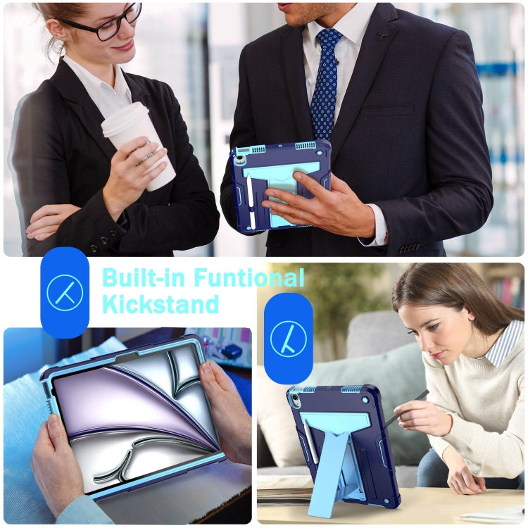 For iPad Air 11 2025 / 2024 T Holder Robot Silicone Hybrid PC Tablet Case(Navy Blue Blue) - iPad Air 11 2025 / 2024 Cases by buy2fix | Online Shopping UK | buy2fix