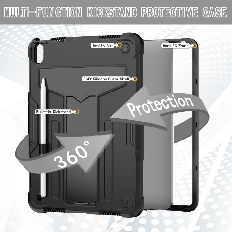 For iPad Air 11 2025 / 2024 T Holder Robot Silicone Hybrid PC Tablet Case(Black) - iPad Air 11 2025 / 2024 Cases by buy2fix | Online Shopping UK | buy2fix