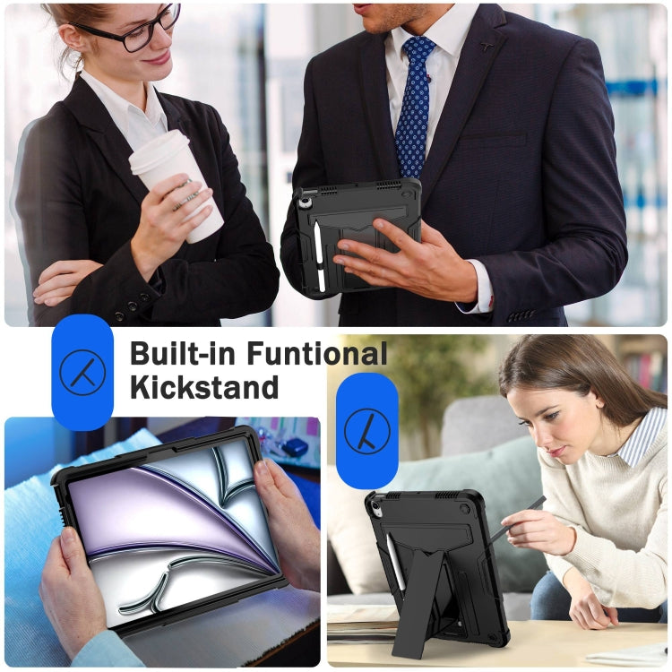 For iPad Air 11 2025 / 2024 T Holder Robot Silicone Hybrid PC Tablet Case(Black) - iPad Air 11 2025 / 2024 Cases by buy2fix | Online Shopping UK | buy2fix