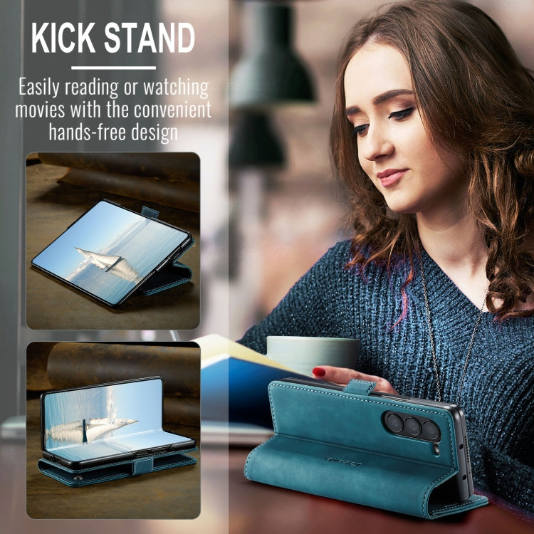 For Samsung Galaxy Z Fold6 5G CaseMe 013 Multifunctional Horizontal Flip Leather Phone Case(Blue) by CaseMe