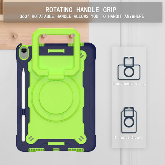 For iPad Air 11 2025 / 2024 Handle Grip Holder Silicone Hybrid PC Tablet Case with Strap(Navy Yellow Green) by buy2fix