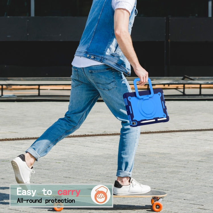 For iPad Air 11 2025 / 2024 Handle Grip Holder Silicone Hybrid PC Tablet Case with Strap(Navy Blue Blue) - iPad Air 11 2025 / 2024 Cases by buy2fix | Online Shopping UK | buy2fix