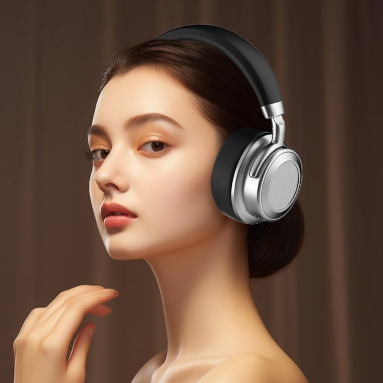 CR-9 Metal Retro Head-mounted Wireless Bluetooth Earphone(Silver Black) - Headset & Headphone by buy2fix | Online Shopping UK | buy2fix