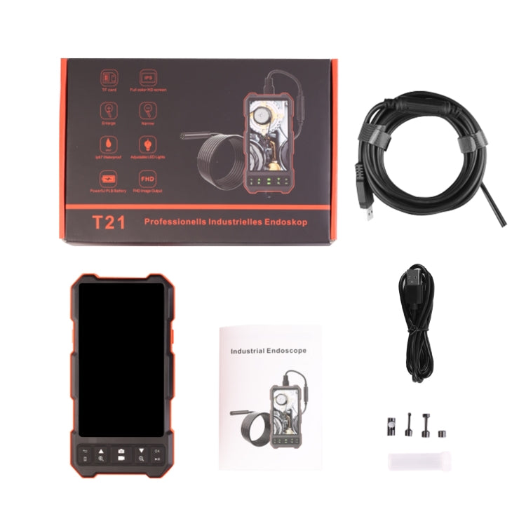 T21 4.5 inch IPS Color Screen 5.5mm Single Camera Split Hard Cable Industrial Endoscope, Length:10m(Black Red) by buy2fix