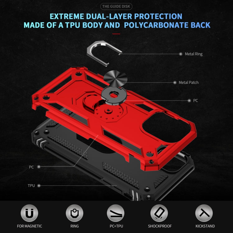 For iPhone 16 Plus Shockproof TPU Hybrid PC Phone Case with Holder(Red) by buy2fix