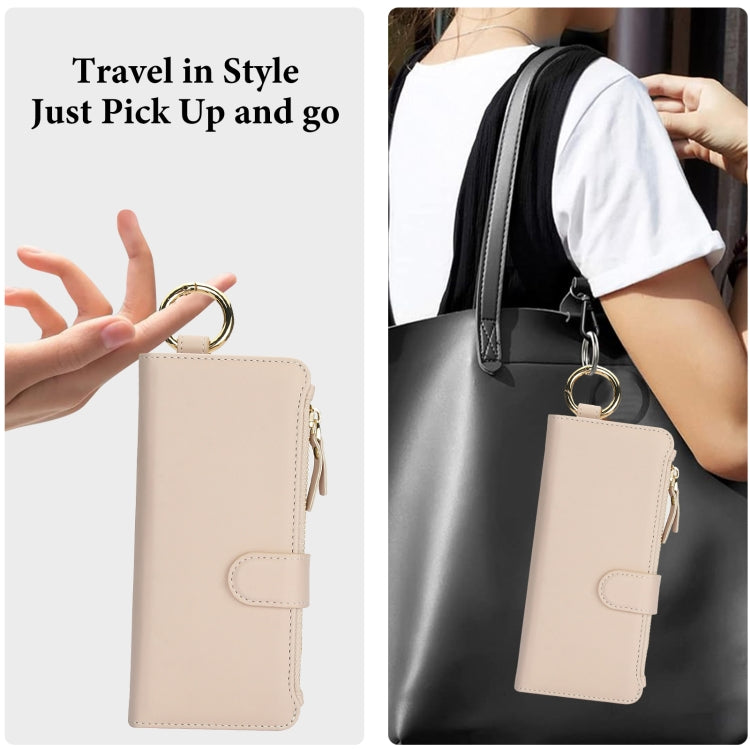 For Samsung Galaxy Z Fold6 Crossbody Ring Multifunctional Wallet Fold Leather Phone Case(White) - Galaxy Z Fold6 5G Cases by buy2fix | Online Shopping UK | buy2fix