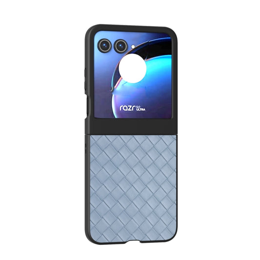For Motorola Razr 50 Black Frame Woven Texture PU Phone Case(Light Blue) by buy2fix