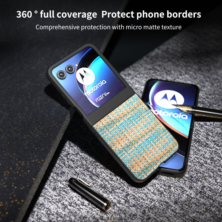 For Motorola Razr 50 Black Frame Color Lattice Texture PU Phone Case(Blue) by buy2fix