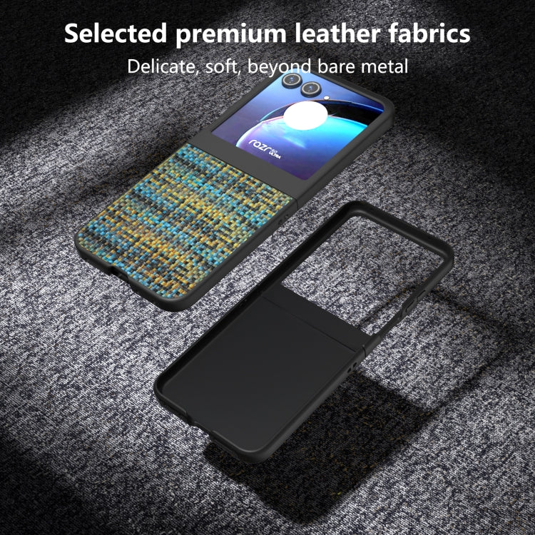 For Motorola Razr 50 Black Frame Color Lattice Texture PU Phone Case(Gold) by buy2fix
