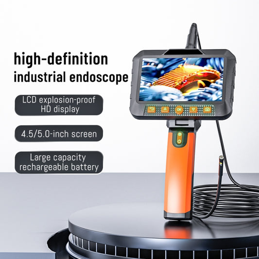 T27 5 inch IPS Color Screen 5.5mm Dual Camera Handheld Hard Cable HD Industrial Endoscope, Length:2m(Orange Black) by buy2fix
