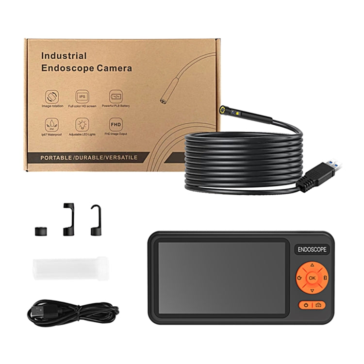 T29 5 inch IPS Screen 5.5mm Dual Lens IP67 Waterproof Industrial Endoscope With Bracket, Length:5m by buy2fix
