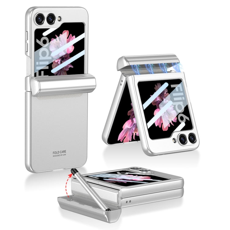 For Samsung Galaxy Z Flip6 / Flip7 FE GKK Integrated Magnetic Full Coverage Flip Phone Case with Pen Box+Pen(Silver) - Galaxy Z Flip6 5G Cases by GKK | Online Shopping UK | buy2fix