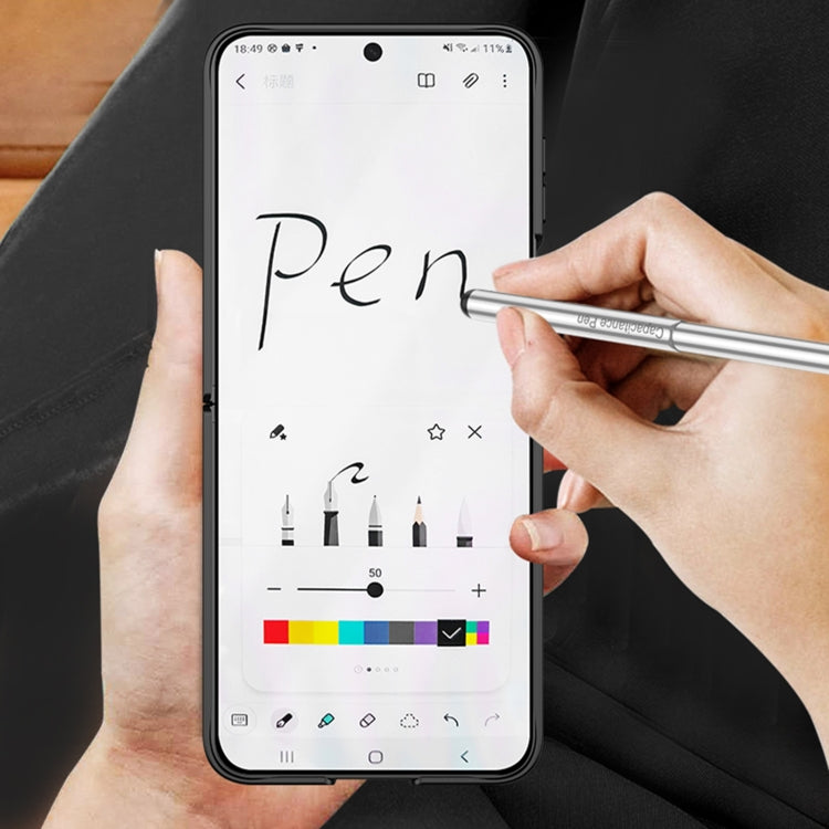 For Samsung Galaxy Z Flip6 / Flip7 FE GKK Integrated Magnetic Full Coverage Flip Phone Case with Pen Box+Pen(Silver) - Galaxy Z Flip6 5G Cases by GKK | Online Shopping UK | buy2fix