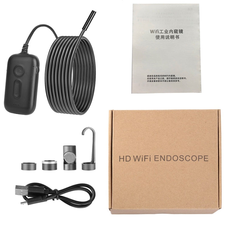 Y15 5.5mm Single Camera WiFi Connected Hard Cable HD Industrial Endoscope, Length:5m(Black) by buy2fix