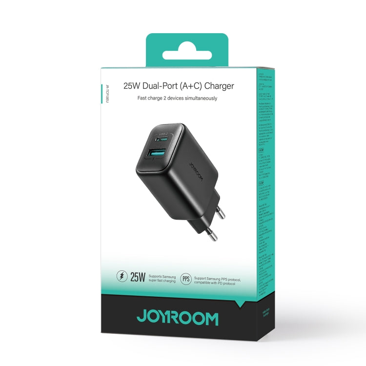 JOYROOM JR-TCF13 25W Dual Ports USB + Type-C Charger, Plug:EU Plug(Black) by JOYROOM