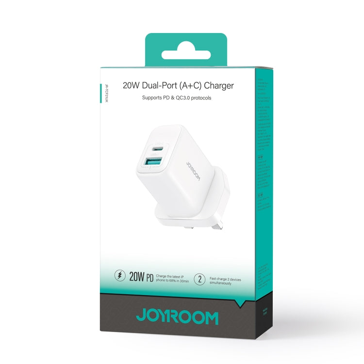 JOYROOM JR-TCF21 20W Dual Ports USB + Type-C Charger, Plug:UK Plug(White) by JOYROOM