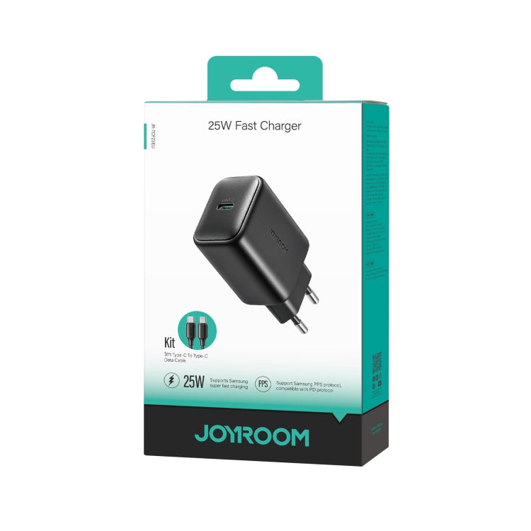 JOYROOM JR-TCF23 25W USB-C / Type-C Port Fast Charger Kit with Type-C to Type-C Cable, Plug:EU Plug(Black) by JOYROOM