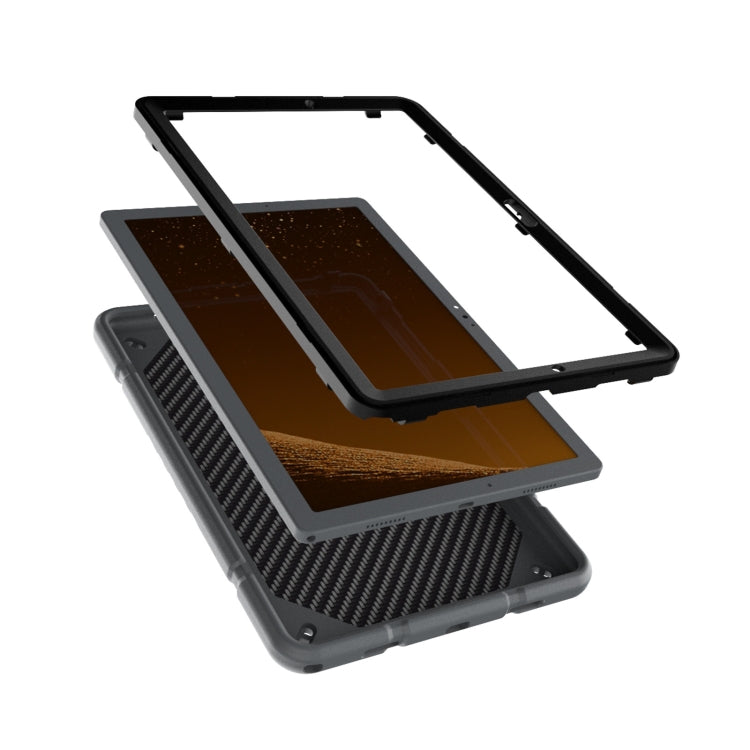 For Samsung Galaxy Tab A8 Armor Holder Silicone Hybrid PC Tablet Case(Grey Black) - Other Galaxy Tab PC by buy2fix | Online Shopping UK | buy2fix