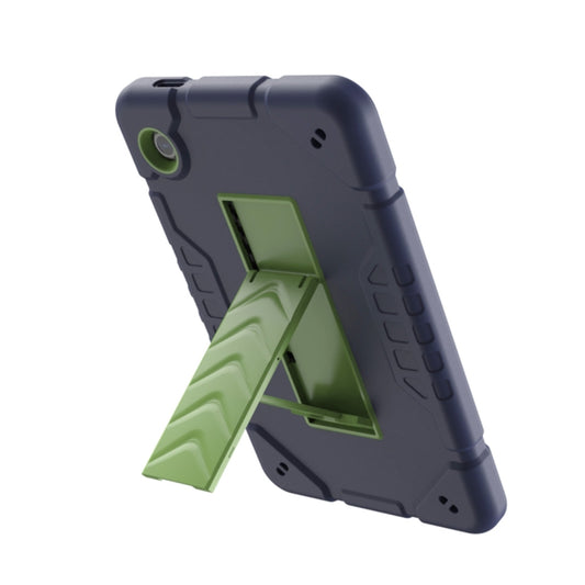 For Samsung Galaxy Tab A9 Armor Holder Silicone Hybrid PC Tablet Case(Navy Yellow Green) - Galaxy Tab A9 by buy2fix | Online Shopping UK | buy2fix