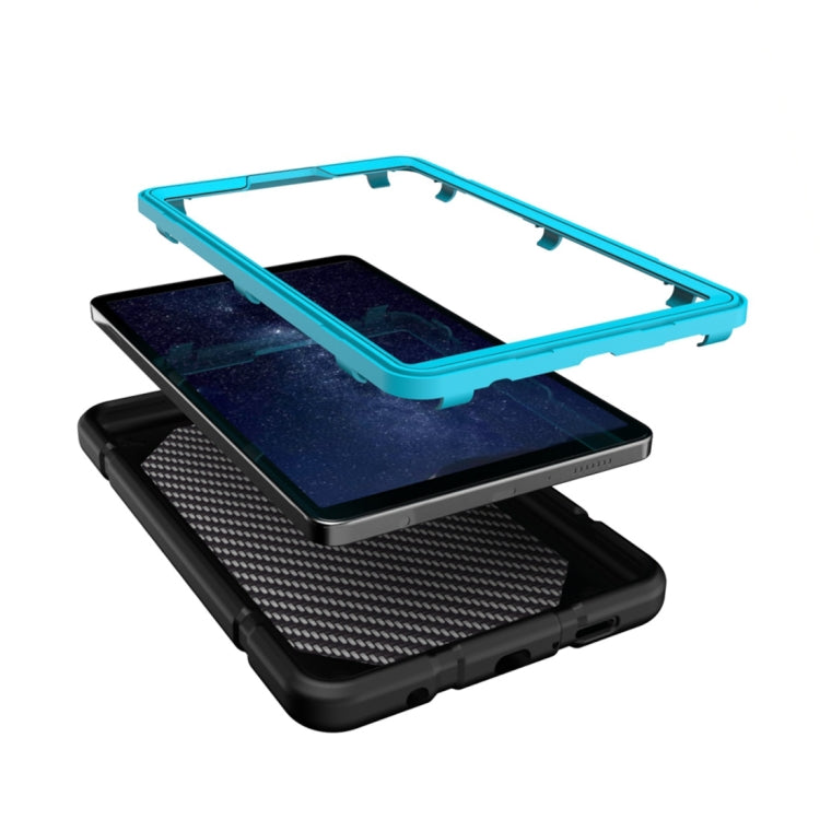 For Samsung Galaxy Tab A9+ Armor Holder Silicone Hybrid PC Tablet Case(Black Blue) - Galaxy Tab A9+ by buy2fix | Online Shopping UK | buy2fix
