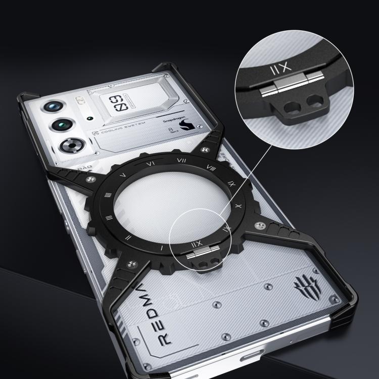 For ZTE nubia Z60 Ultra Leading Mechanical Arm Borderless MagSafe Holder Metal Phone Case(Black Silver) - ZTE Cases by buy2fix | Online Shopping UK | buy2fix
