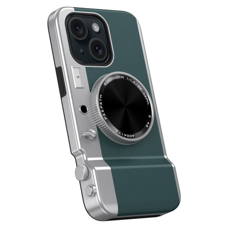 For iPhone 15 3D Retro Bluetooth Camera Magsafe Mirror Phone Case(Dark Green) - iPhone 15 Cases by buy2fix | Online Shopping UK | buy2fix