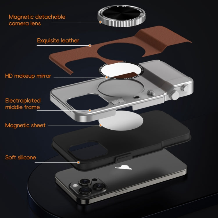 For iPhone 14 Pro Max 3D Retro Bluetooth Camera Magsafe Mirror Phone Case(Dark Purple) - iPhone 14 Pro Max Cases by buy2fix | Online Shopping UK | buy2fix