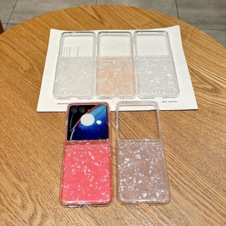 For Motorola Razr 50 Pearlescent Shell Texture Phone Case(Pink) by buy2fix