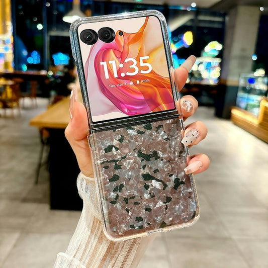 For Motorola Razr 50 Ultra Pearlescent Shell Texture Phone Case(Pink Green) by buy2fix