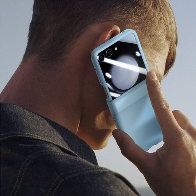 For Motorola Razr 50 Three-stage Integrated PC Skin Feel Shockproof Phone Case(Lemon Yellow) by buy2fix