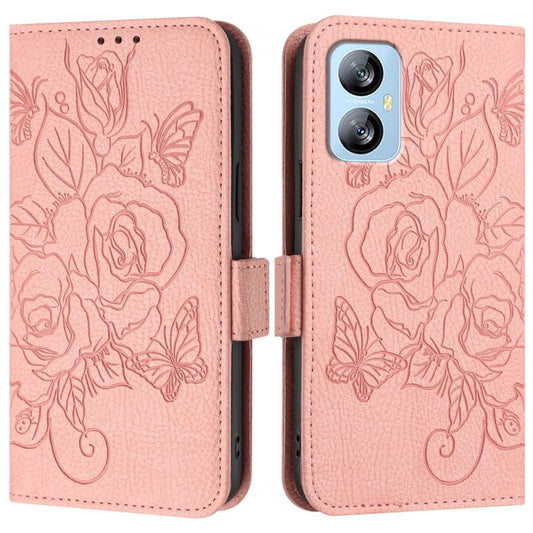 For Blackview A52 Embossed Rose RFID Anti-theft Leather Phone Case(Pink) by buy2fix