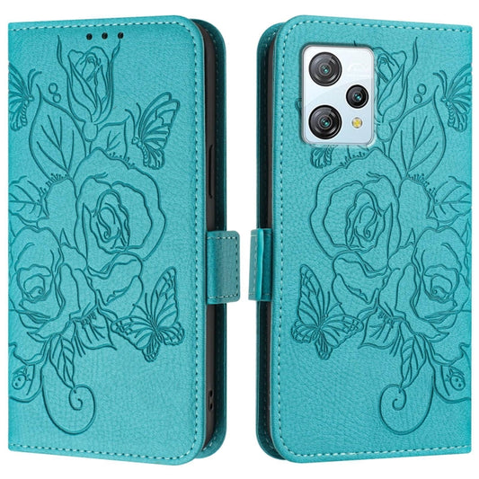 For Blackview A53 Embossed Rose RFID Anti-theft Leather Phone Case(Light Blue) by buy2fix