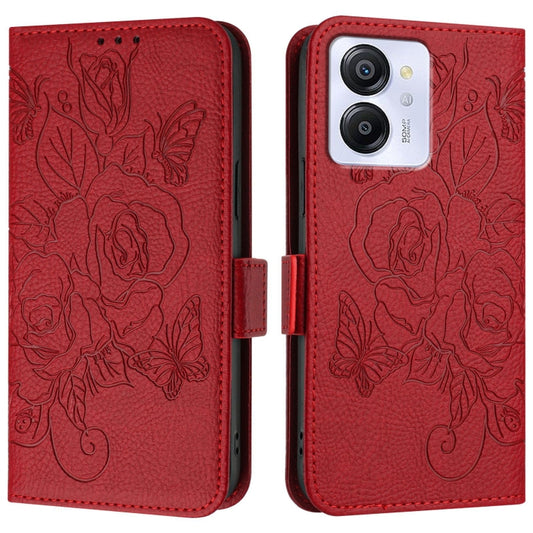 For Blackview Color 8 / Oscal Modern 8 Embossed Rose RFID Anti-theft Leather Phone Case(Red) by buy2fix