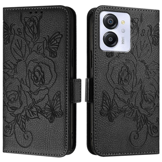 For Blackview Color 8 / Oscal Modern 8 Embossed Rose RFID Anti-theft Leather Phone Case(Black) by buy2fix