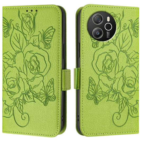 For Blackview Shark 8 Embossed Rose RFID Anti-theft Leather Phone Case(Green) by buy2fix