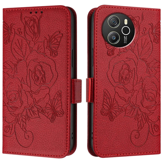 For Blackview Shark 8 Embossed Rose RFID Anti-theft Leather Phone Case(Red) by buy2fix