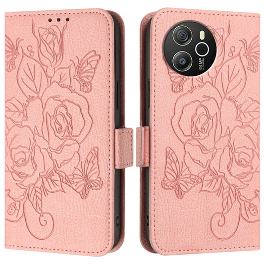 For Blackview Shark 8 Embossed Rose RFID Anti-theft Leather Phone Case(Pink) by buy2fix