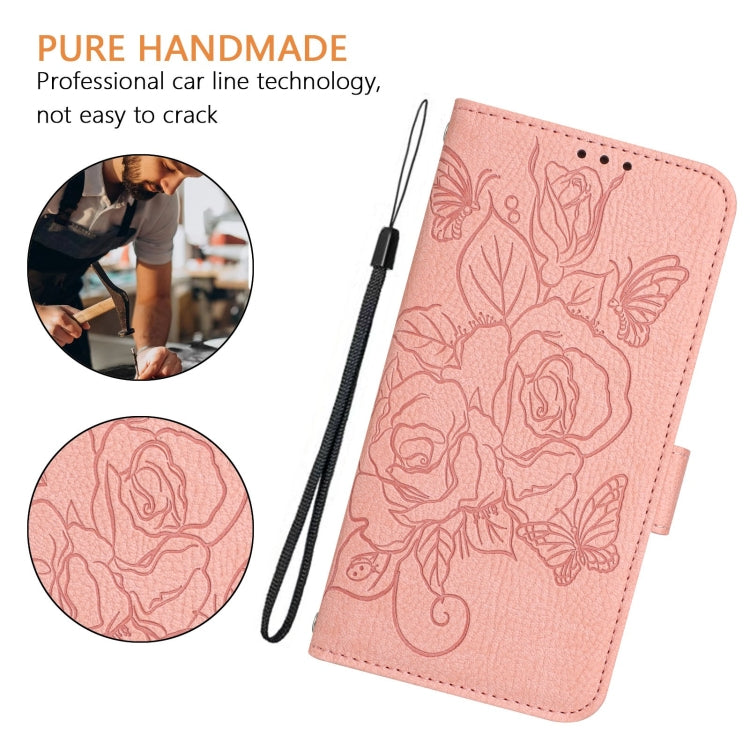 For Google Pixel 9 / 9 Pro Embossed Rose RFID Anti-theft Leather Phone Case(Pink) by buy2fix
